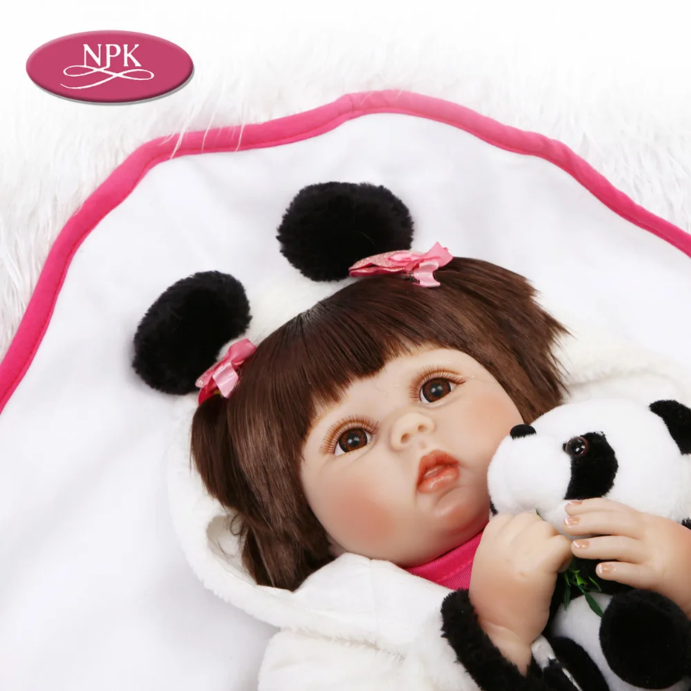 NPK 55CM Silicoen Reborn Baby Doll Soft Cotton Body Lifelike Cosplay Panda Newborn Princess Girl Toy Doll Reborn Menina 2018 (7)