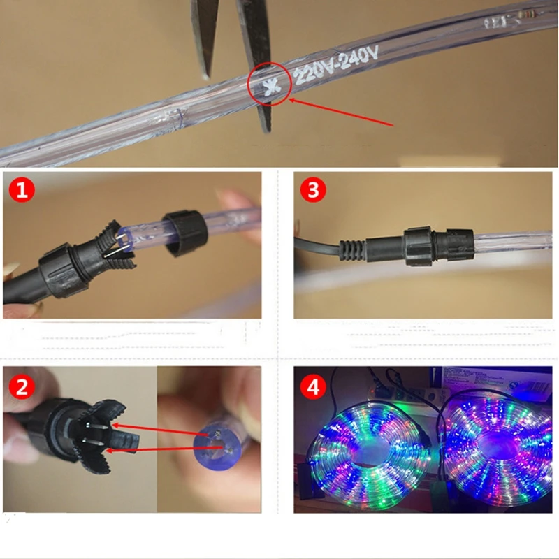 DHL водонепроницаемый Радуга трубки веревка светодиодные полосы свет Рождества на открытом воздухе украшение праздника огни 2 м-20 м AC220V IP65 led