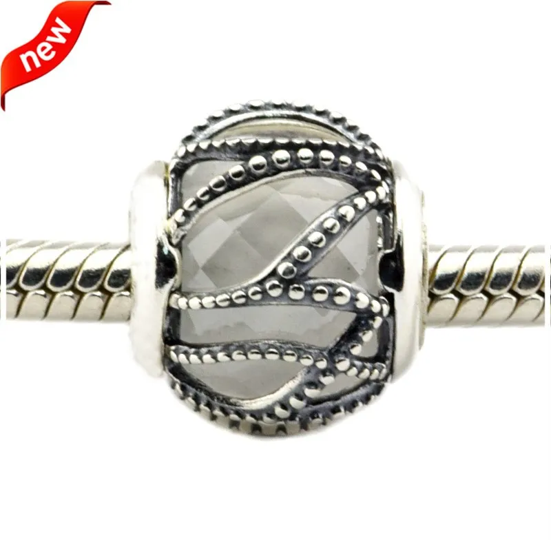 

Genuine pandulaso 925 Sterling Silver Beads DIY Fits Bracelet Charms Clear Intertwining Radiance Charm Silver Beads for Women
