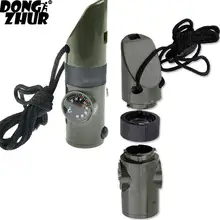 7 в 1 многофункциональный свисток с компасом и термометром фонарь Лупа Открытый Кемпинг спасательный аварийный набор для выживания Инструменты HW312