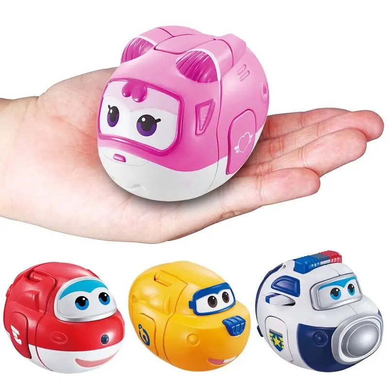 

4pcs/lot Original Super wings Transformation Catapult Eggs Mini Planes Deformation Airplane Robot Action Figure Children Toy