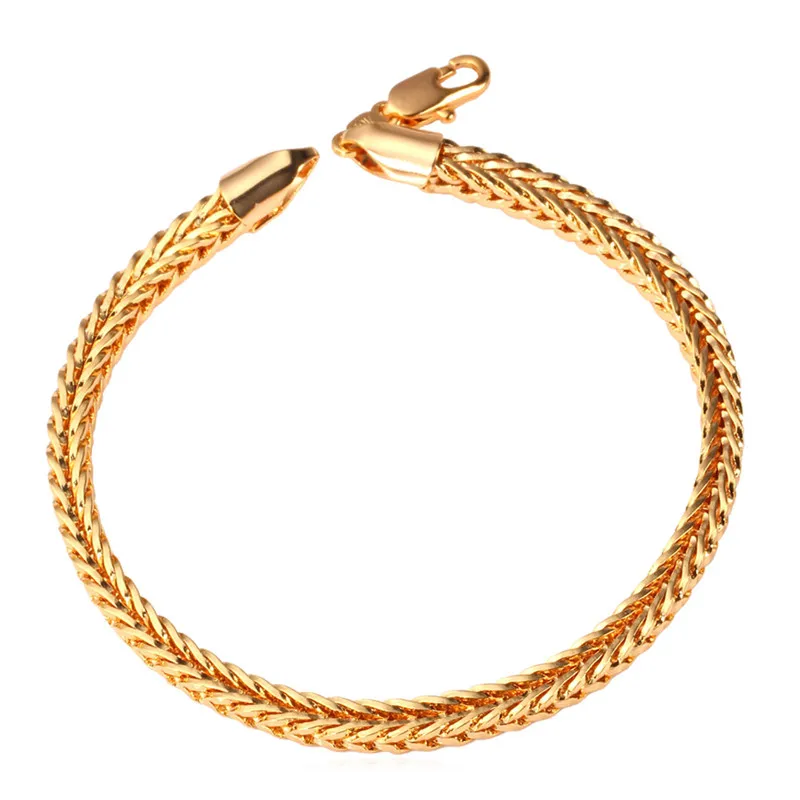 Collare Dubai Bracelet Men Jewelry Gold Color Ethiopian 21cm 4MM