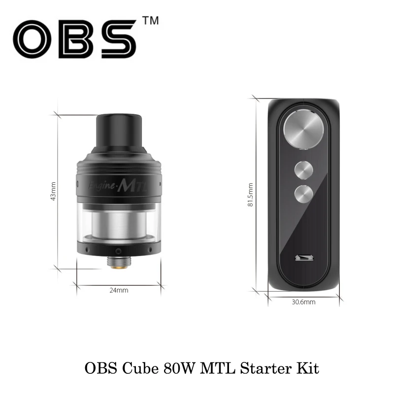 Электронная сигарета OBS Cube MTL 80 Вт стартовый набор 3000 мАч встроенный аккумулятор