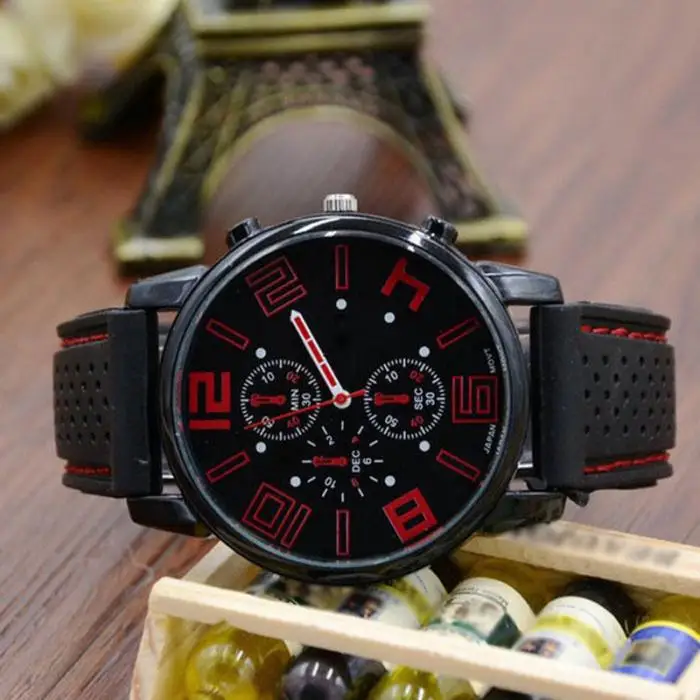Новые мужские кварцевые аналоговые силиконовый ремешок для часов круглый циферблат спортивные наручные часы TT@ 88