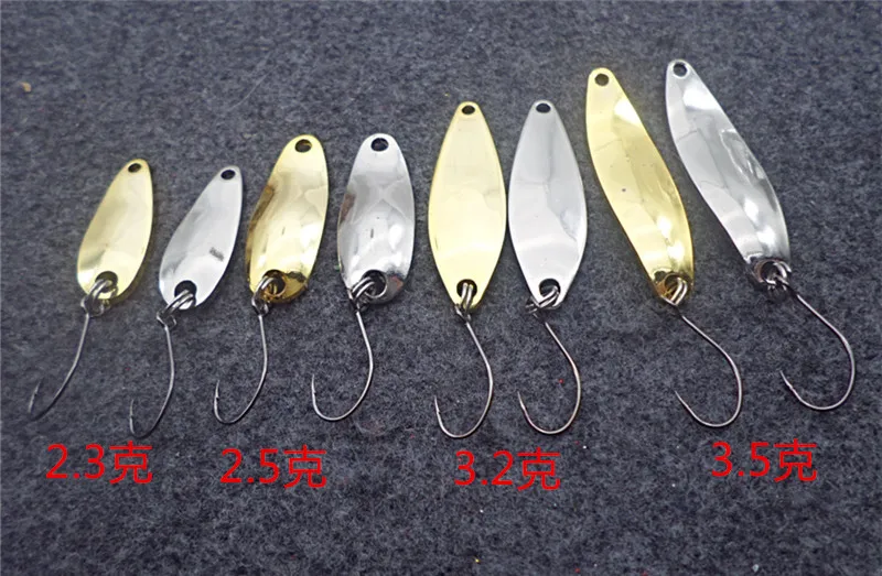 1Pcs Metal Spinner Spoon Fishing Lure Gold Silver Rotating Hard Baits For Trout Pike Peche Feather Treble Hook Tackle