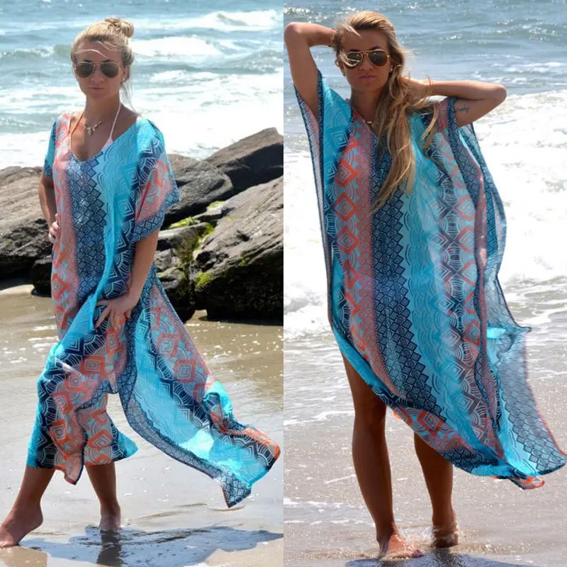 

2017 Beach Dress Kaftan Beach Sarongs Sexy Cover-Ups Chiffon Bikini Swimwear Tunic Swimsuit Bathing Suit Cover Ups