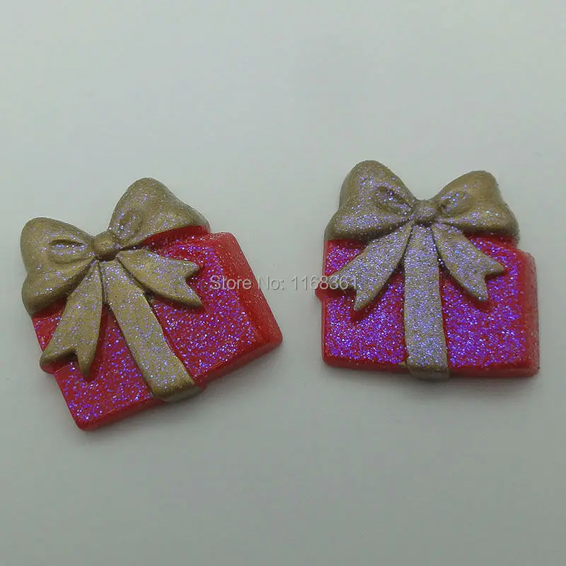 1pcs/lot resin flatback glitter gift 29mm Cabochons Scrapbooking Hair Bow Center DIY Christmas decration C108-6