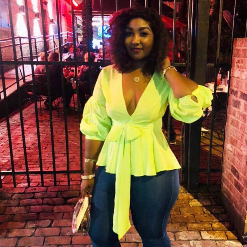 

Korean T Shirt Women Fashion Sexy V-neck Solid Color Shirt Elegant Neon Green Vintage Chemise Femme Streetwear Best Basic Tshirt