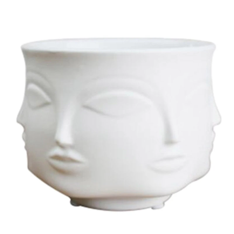ABLA дома художника лицо украшение цветочный горшок в горшках посадки украшения сада белая керамическая ваза белая керамика