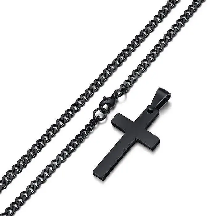 Stainless Steel Cross Pendant Chain Necklace for Casual, Party Punk Men Women Link Jewelry Gift