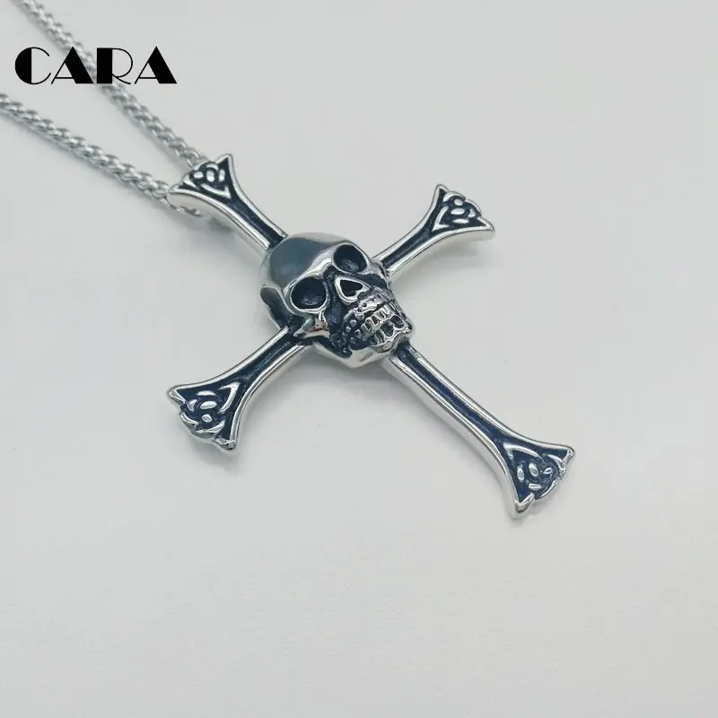 2017 New Punk Rock cross pendant necklace silver color 316L stainless