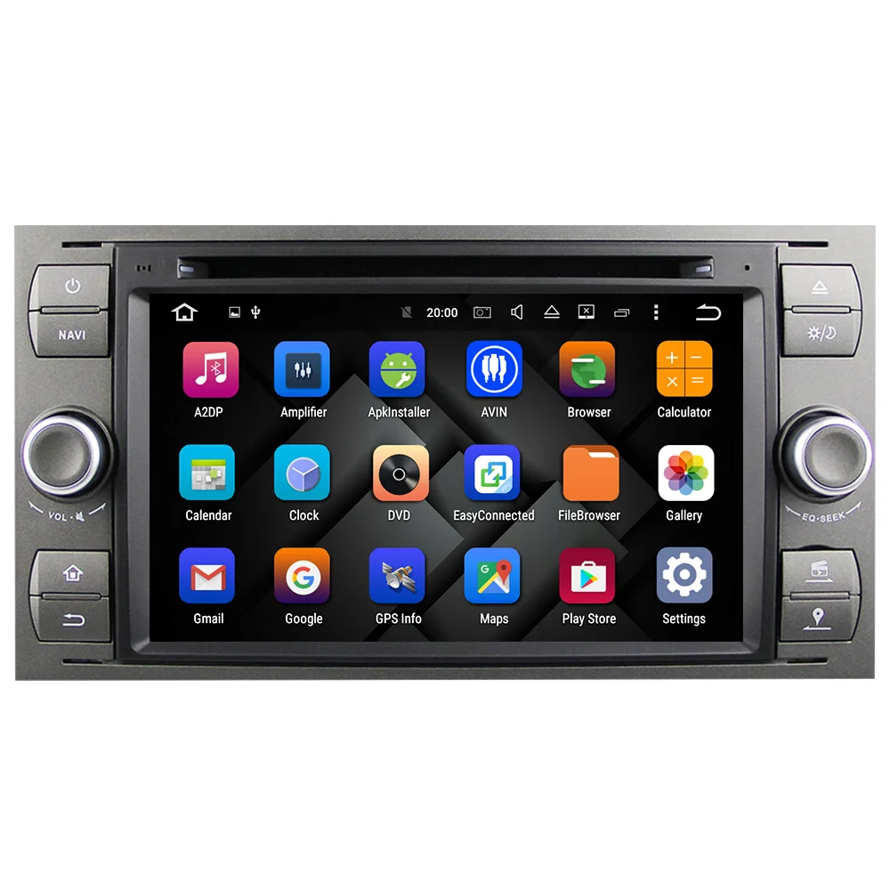 Top Eunavi 2 Din Android 9.0 Octa 8 Core Car DVD Player GPS Navigation WIFI 4G for FORD S-Max Kuga Fusion Transit Fiesta Focus II 3