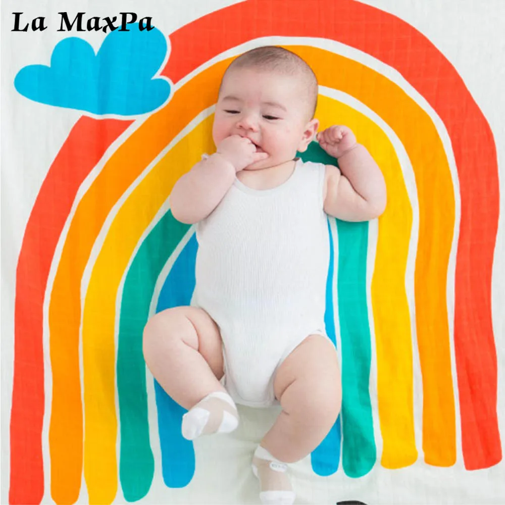 

Fashion Cartoon Baby Blanket Muslin Cotton Milestone Photography Baby Blankets Bedding Baby Stroller Swaddle Wrap Blanket Winter