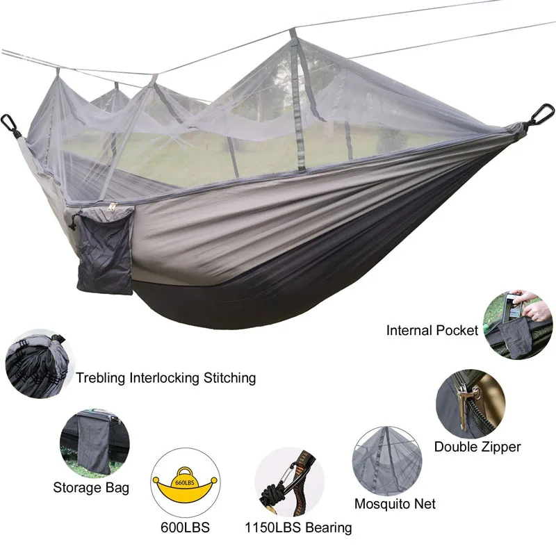 Portable Mosquito net Hammock Double-person Folded Into The Pouch Mosquito Net Hammock Hanging Bed For Travel Kits Camping