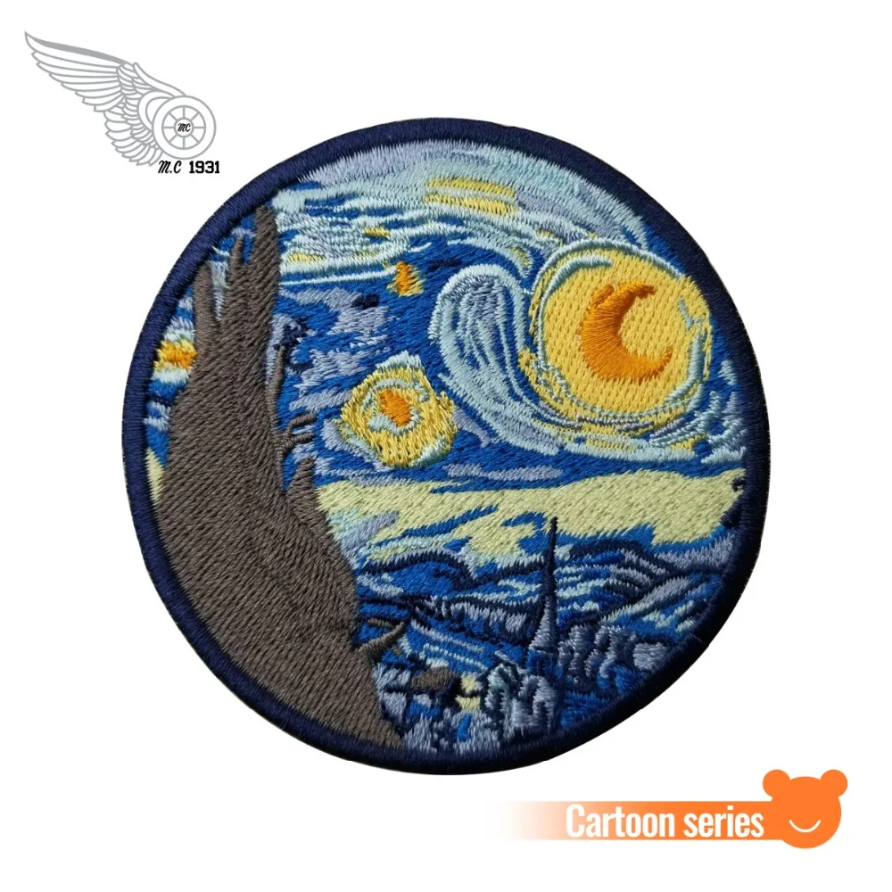 

New Arrival The Starry Night Van Gogh Famous Art Work Embroidered Patch for Clothes Clothing Patches Free Shipping