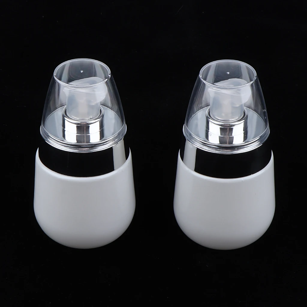 2pcs/set Empty Glass Lotion Cosmetic Face Cream Bottles Airless Pump Dispenser Use As Emulsion Bottles Clear Lotion Container