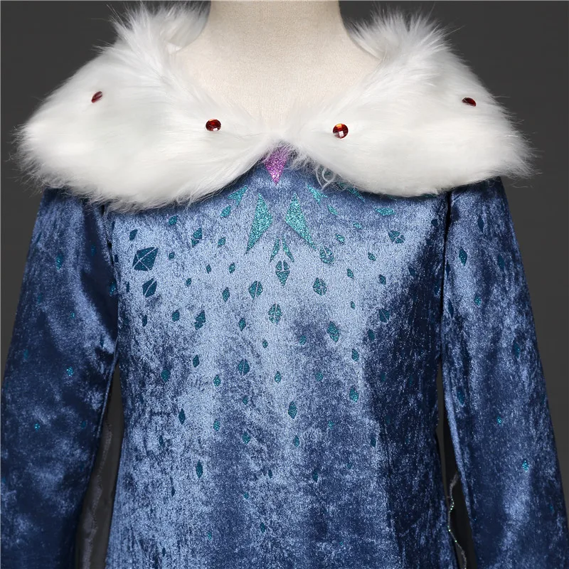 Warm Girls Winter Dress Full Sleeves Elsa Dress Princess Cosplay Costume Halloween Anna Dresses Kids Dresses For Girls Clothing