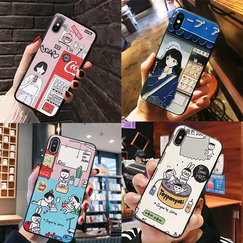 

3D Relief Silicone Case For Samsung Galaxy A7 2018 A5 2017 J4 Plus J5 2016 A6 A9 A8 Star J6 J7 Prime J8 TPU Soft Cola girl Cover