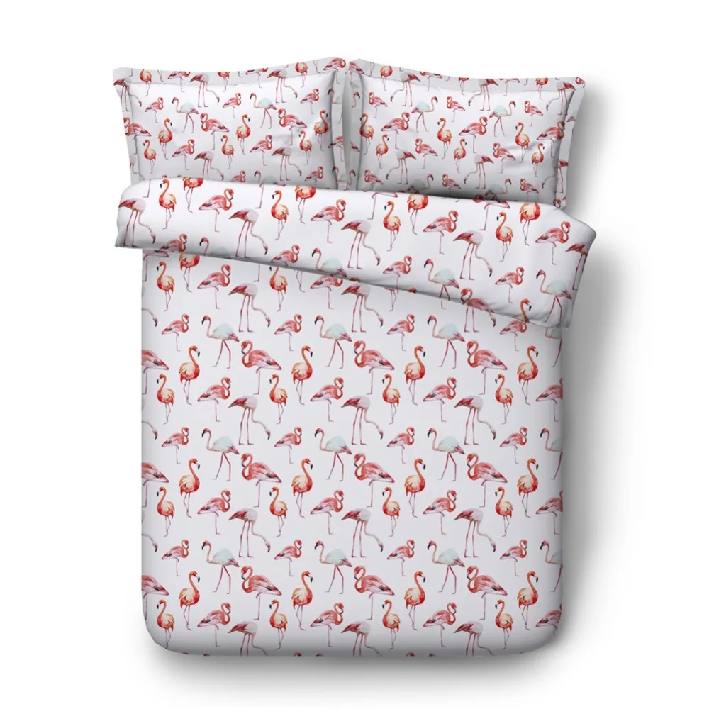 Full print pink flamingo bedding set single size 4pcs