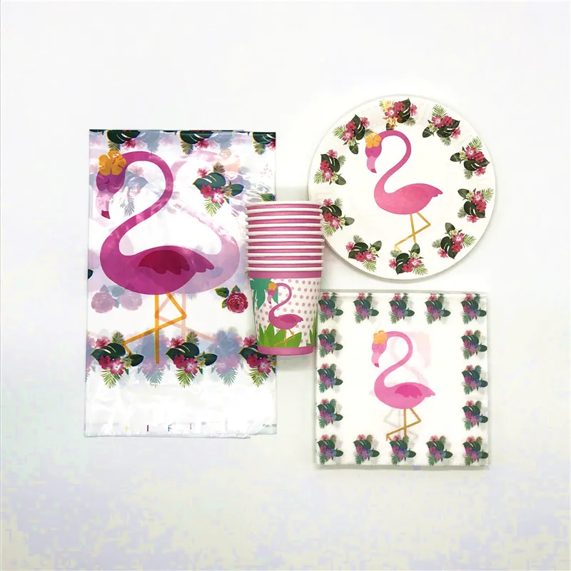 

Animal Flamingo 61PCS/set Paper Tableware Set Girl Birthday Party Cup Plate Napkin Family Party Tablecloth Decoration Supply