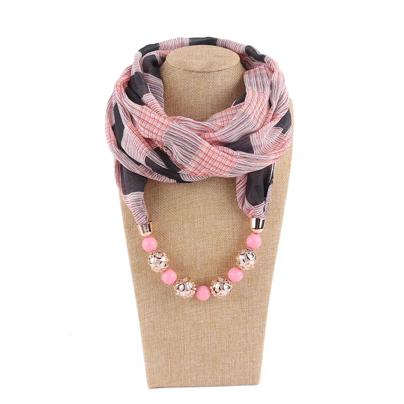 RUNMEIFA массивное ожерелье шарф для женщин весна/осень мусульманские головы шифоновые шарфы чокер одежда аксессуары - Окраска металла: 19