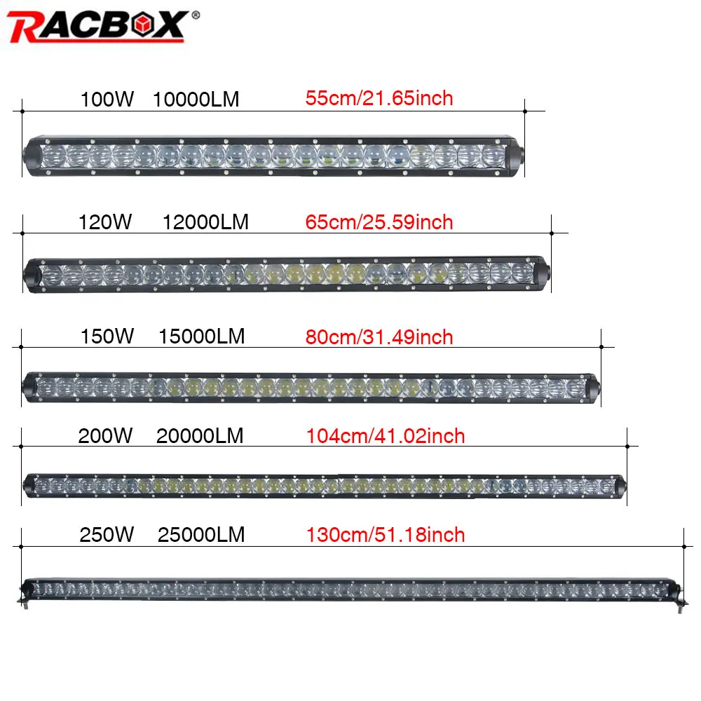 Тонкий 5D прямой 22 26 32 41 52 дюймовый светодиодный светильник 100 Вт 120 Вт 150 Вт 200 Вт 250 Вт Однорядный рабочий светильник комбинированный луч для автомобилей авто