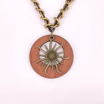 Antique Vintage Long Rope Chain Necklace Wooden Alloy Heronsbill Pendants Neckless Cord Men Jewelry Accessories Free Shipping