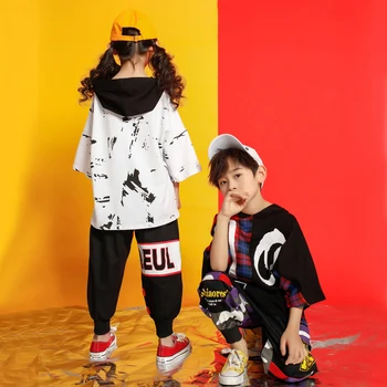 Kids Loose Shirt Pants Shorts Hip Hop costumes Clothing Outfits Dance Costumes for Girls Boys Ballroom Dancing Streetwear 3