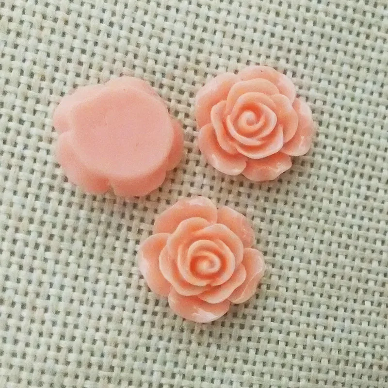 

25pcs peach flowers cabochons cameo flat back no hole loose rose phone case headband glue on resin embellishements decoration