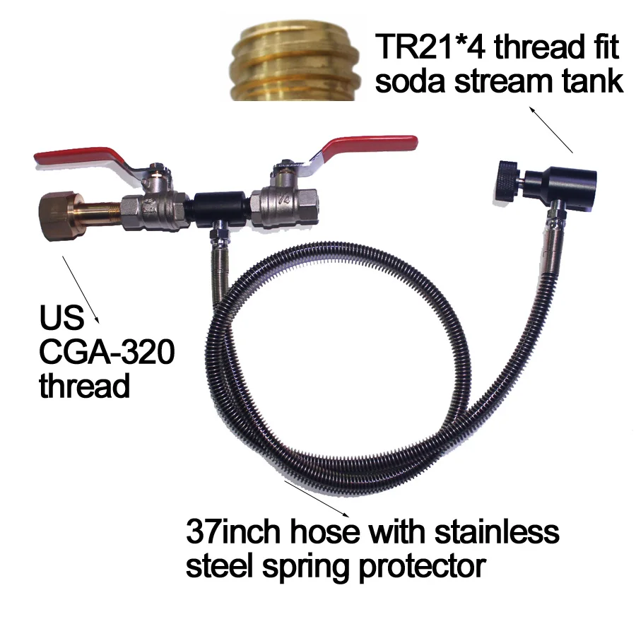 Пейнтбол pcp страйкбол Sodastream CO2 бак бутылка заполнения заправка станция адаптер kobalt с США CGA-320 - Цвет: 37inch hose