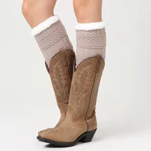 Женские зимние теплые вязаные толстые гетры вязанные крючком Леггинсы сутулящиеся сапоги бархатные модные теплые гетры в форме буквы L Рождественский подарок