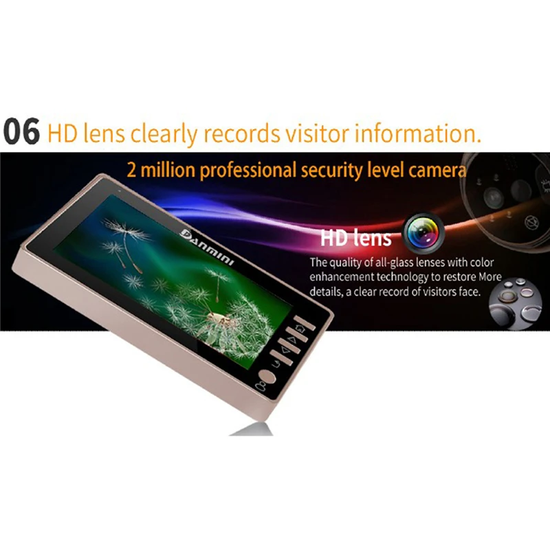  DANMINI New 4.5 inch Video Door Phone 170 Degree Peephole Viewer Outdoor IR Night Vision Door Camer