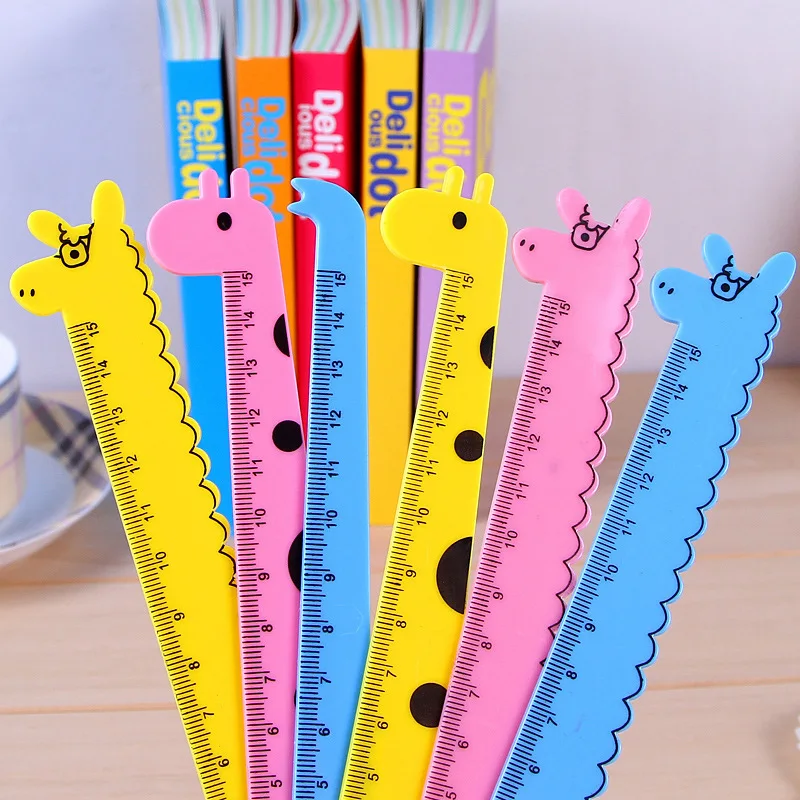 20pcs/lot Novelty Stationery Cute Cartoon Animal Plastic Straight Ruler