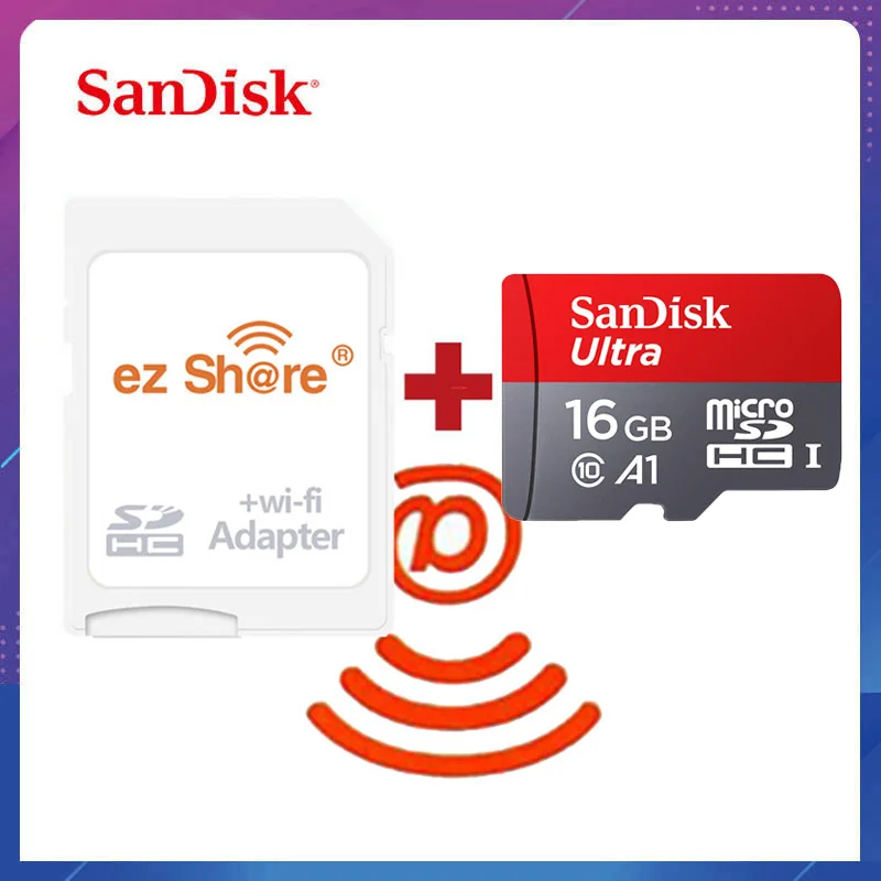 Sandisk Ultra 16 ГБ 32 ГБ класс 10 microsd wifi Беспроводная TF карта Micro SD карта 64 Гб 128 Гб карта памяти ezshare беспроводной wifi адаптер - Емкость: A1 16G-EZ