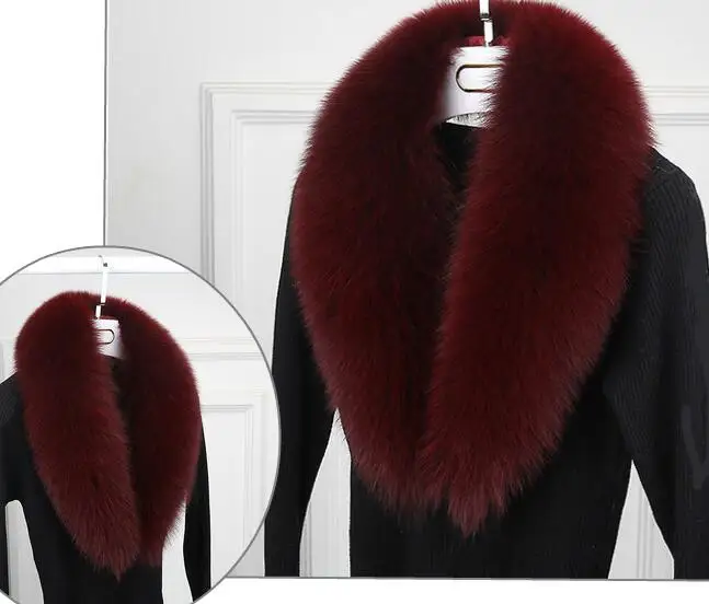 

Real Natural Fox Fur Collar Scarves Warm Fashion Genuine Fur Overcoat Collar Any Multicolor