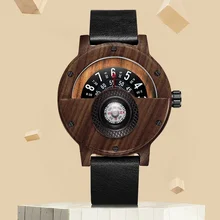 Креативные мужские часы из орехового дерева, часы из натуральной кожи, палисандр, мужские наручные часы, мужские часы с компасом, поворотные деревянные наручные часы