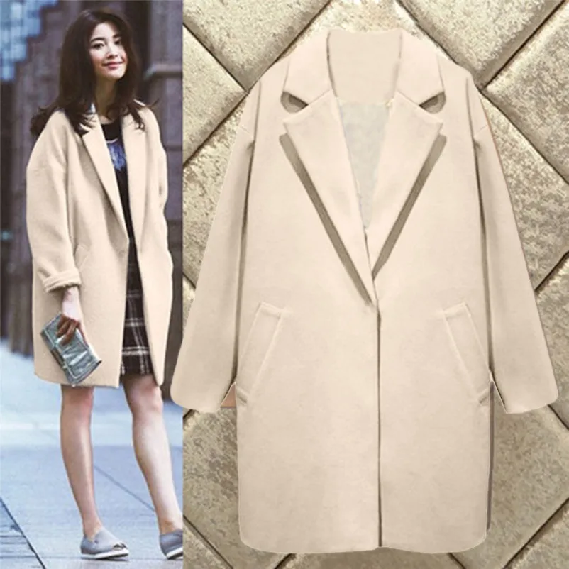Fashion coats and jackets women winter ladies coats Winter Lapel Wool Coat Trench Jacket Slim Casual Overcoat Outwear O15#N (1)
