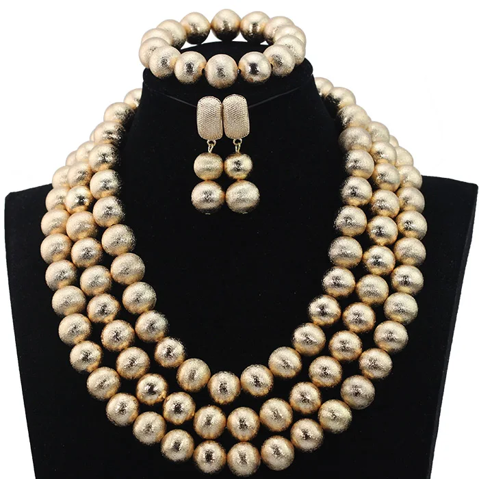 2017 African Gold Beads Jewelry Set Wedding Bridal Charms Gift Jewelry