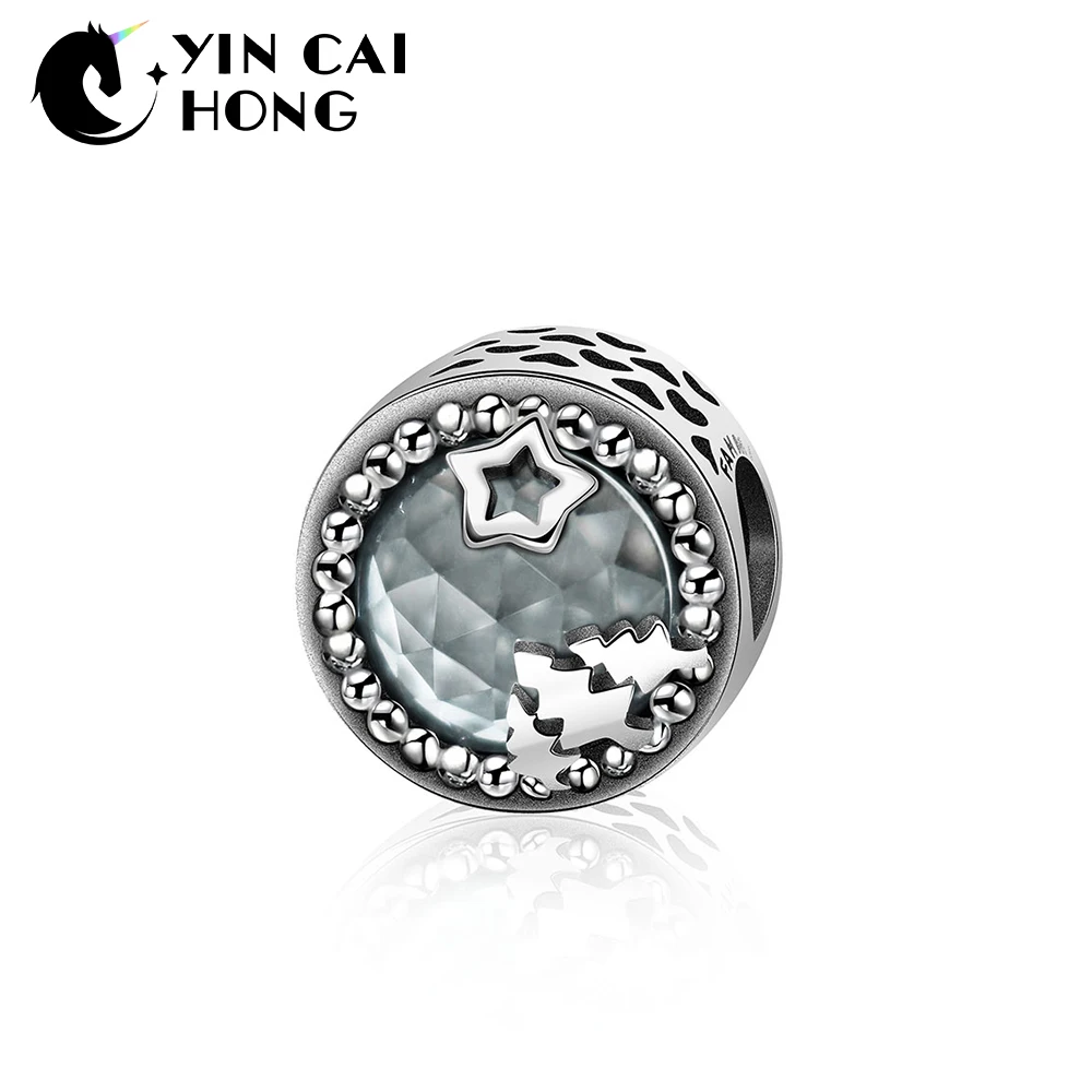 

YCH DIY Beads & Self-design 100% 925 Sterling Silver STAR Charme fit Bracelet Fashion Women's Star Christmas Tree Jewelry