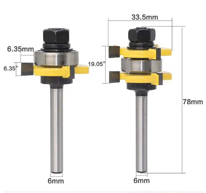 2 шт./компл. 6 мм хвостовик концевых фрез в сборе для создания выпуклой филенки 3/4 Stock Т-образными пазами фрезы дерева режущие инструменты