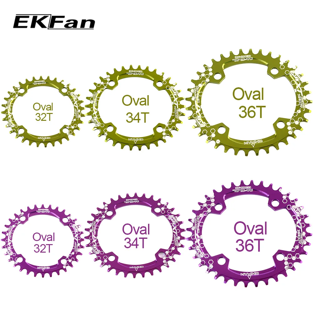 EKFan 104BCD XT Овальный Круглый 30T 32T 34T 36T цепь круг шатунная пластина фиолетовый и зеленый MTB велосипед Велоспорт цепь