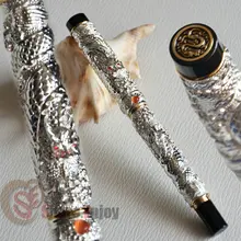 Роликовая шариковая ручка благородный JINHAO Серебряный Два дракона ИГРАТЬ жемчужный кристалл