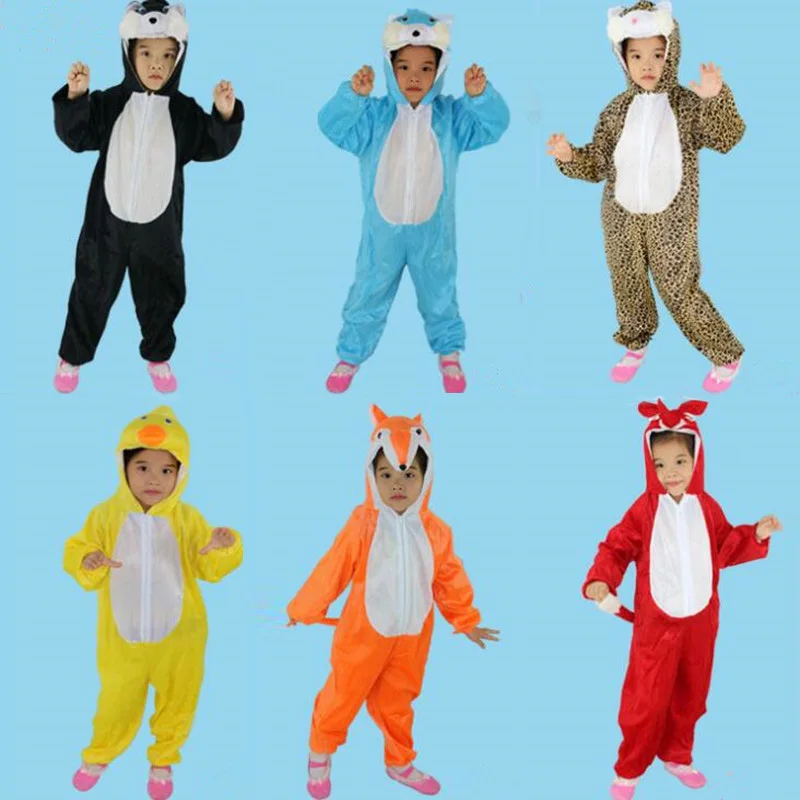 Boy Girl Animal Cosplay Costume Lion Tiger Milk Jumpsuits Kids Stage Performance Costumes Masquerade Party Purim Christmas
