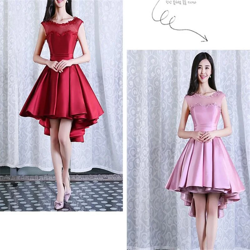 

2016 Latest Evening Dresses Elegant A-Line Bride Gown Short Front Long Back Ball Prom Party Homecoming/Graduation Formal Dress