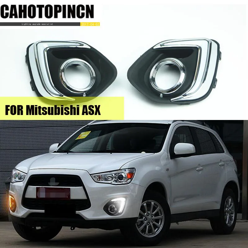 

For Mitsubishi ASX 2013 2014 2015 turn Signal Light and dimming style Relay Car LED DRL Daytime running light with fog lamp hole