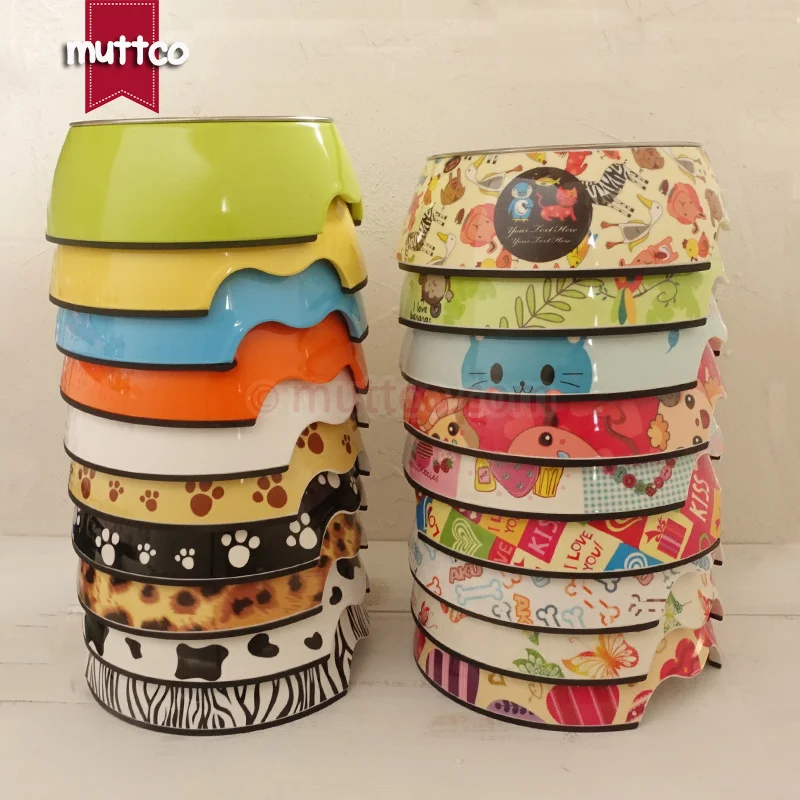 

high quality detachable dual antiskid Melamine&Stainless Steel dog pet bowl