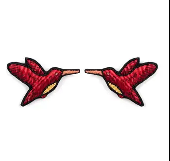 

Birds Indian Silk Patch Brooch India Silk Wire Handmade Embroidered Badge Fabric Patch Fashion Clothing Decoration 55mm