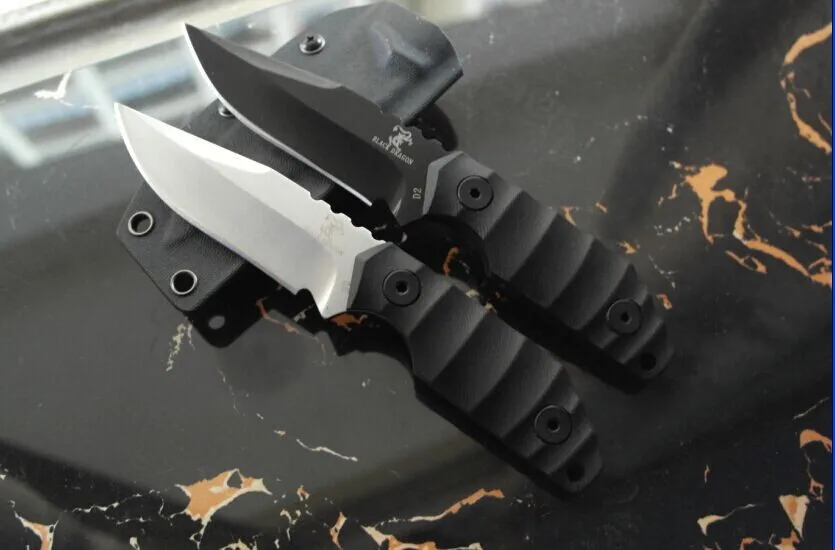 

TRSKT Black Dragon Hunting knives Fixed Blade Camping knife Outdoor ,D2 Steel ,G-10 Handle Outdoor EDC Tool Gift Knife Survival