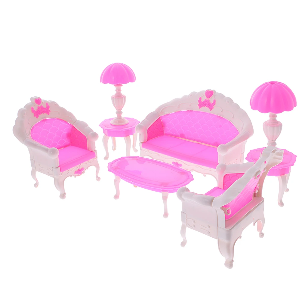 12Pieces Furniture Set Sofa Chair Lamp Tea Table for   Dolls House Toys