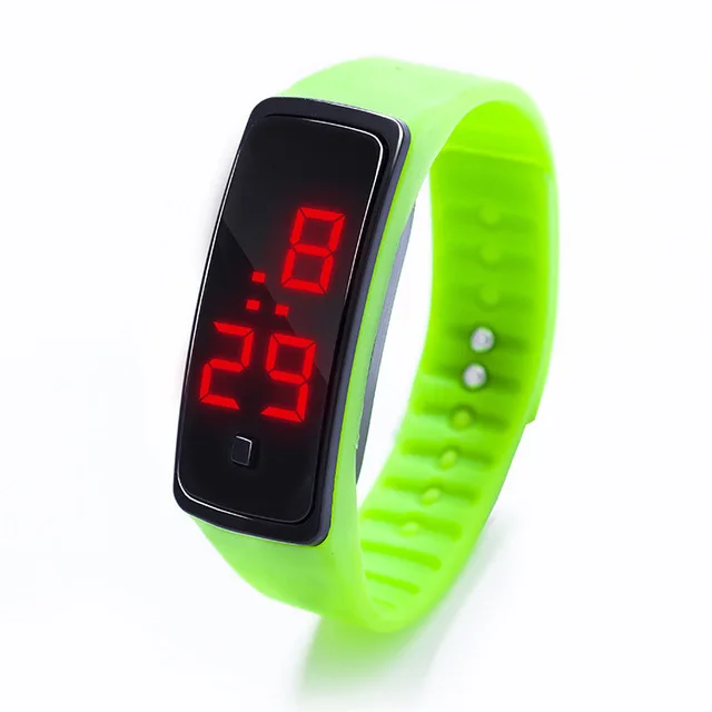 Детские часы электронные новые детские часы спортивные светодиодный цифровые часы Мужские Женские утренние часы для бега браслет для школьников мальчиков и девочек - Цвет: green